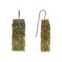 Gold and green wire mesh beaded earrings by Milena Zu